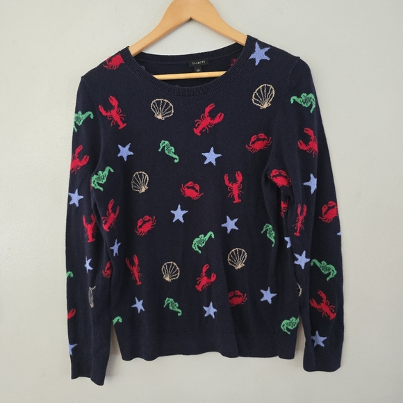 Talbots Sweaters - Talbots Sweater Navy Blue BY THE SEA Pullover Lobster Nautical Ocean Size Large